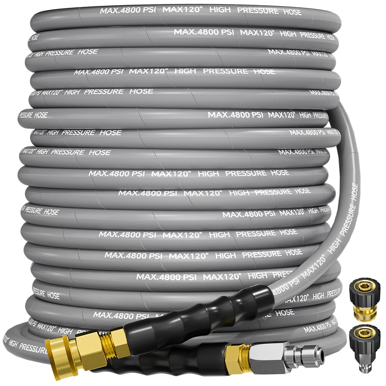 3/8″ 4800PSI Pressure Washer Hose 100FT with Swivel Quick Connect Max 248°F
