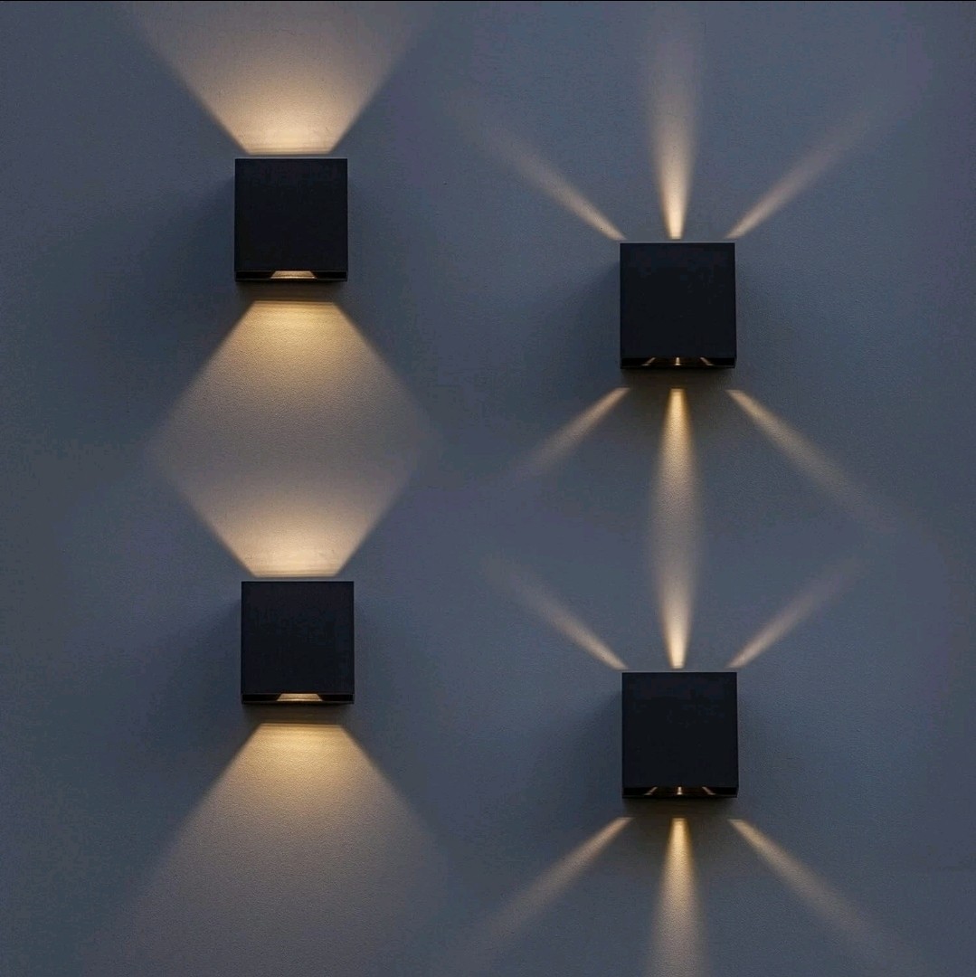 LUTEC 4-Pack LED Up & Down Modern Wall Lamp, Aluminum Anti Medium Square-4 pcs