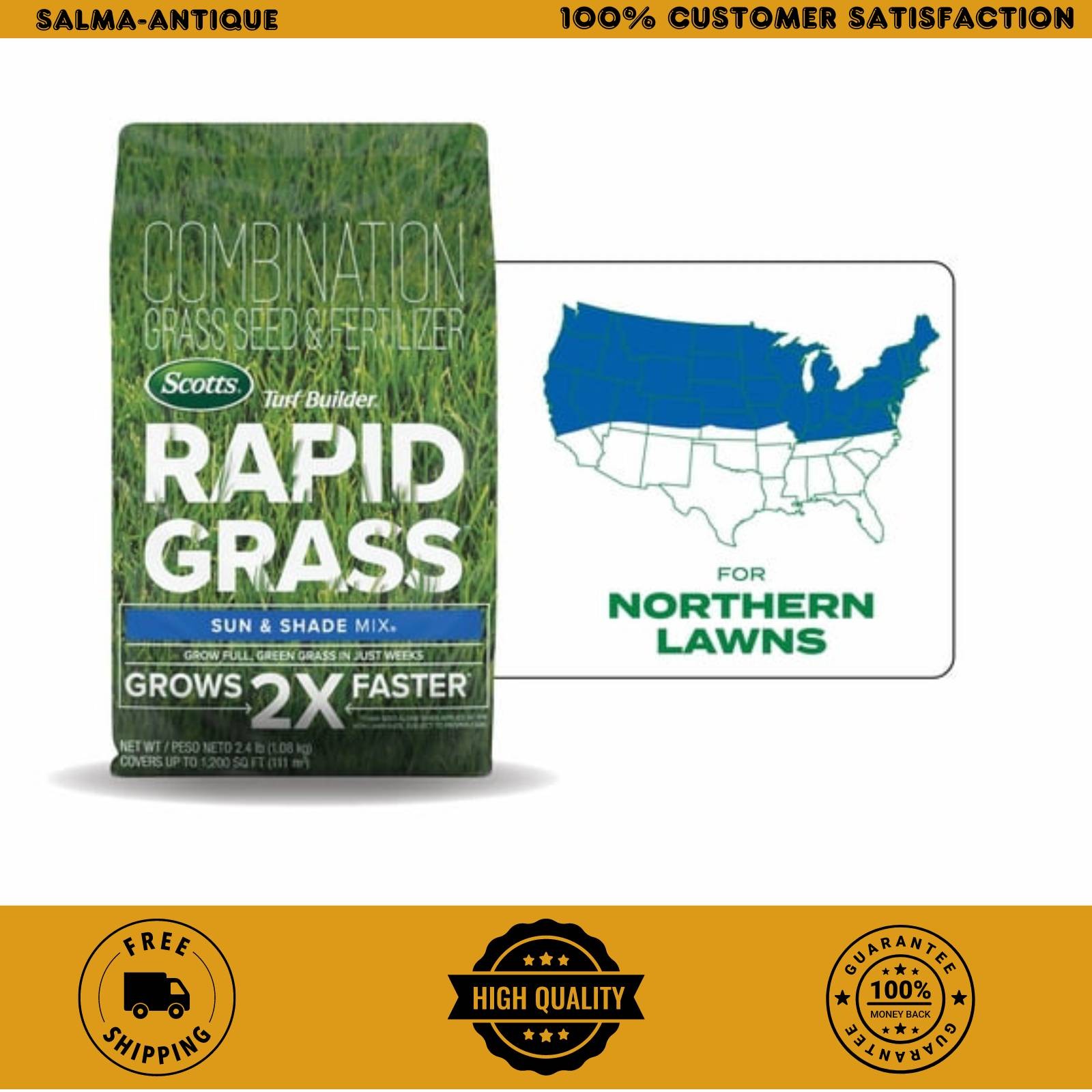 Scotts Turf Builder Rapid Grass Sun and Shade Mix, 2.4 lb., Seed & Fertilizer