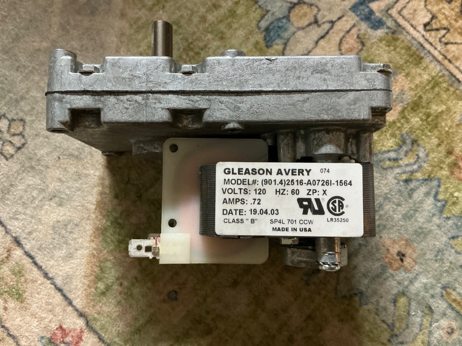 Englander Auger Motor 1RPM By Gleason Avery: PU-047040-GA NEW
