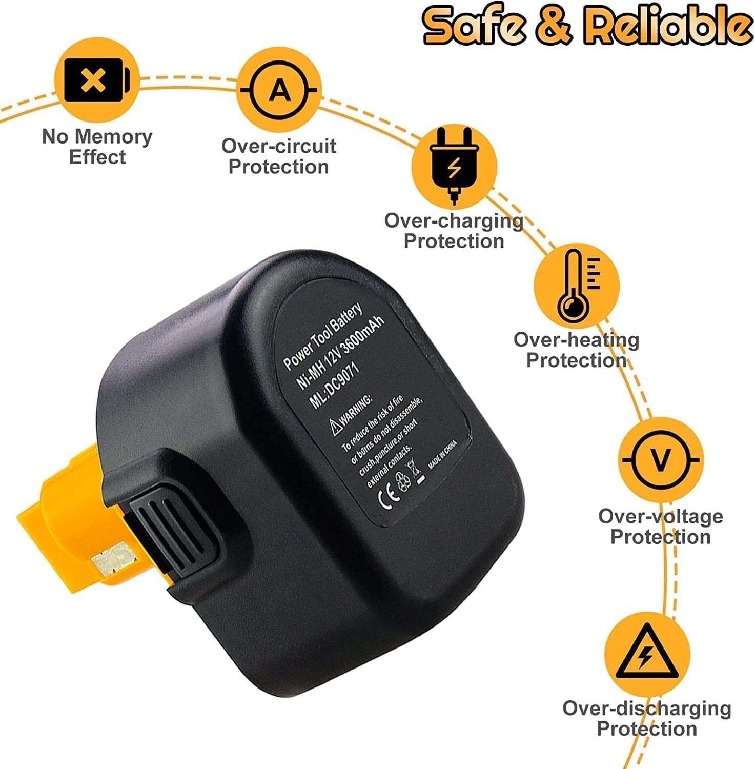 12 Volt Replacement For DEWALT DC9071 12V Battery DW9071 DW9072 DC9740 DW940