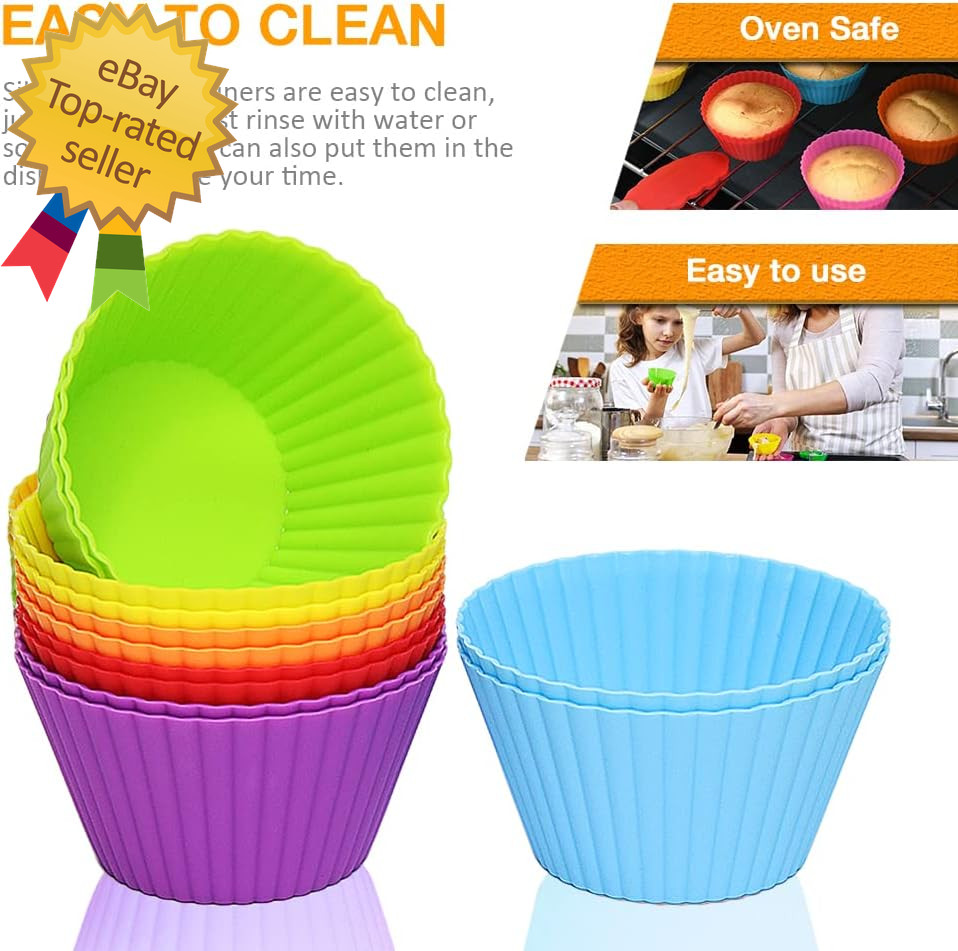 Extra Large Silicone Cupcake Muffin Cups 12 Pack, 3.54 Inch Muffin Liners, Reusa