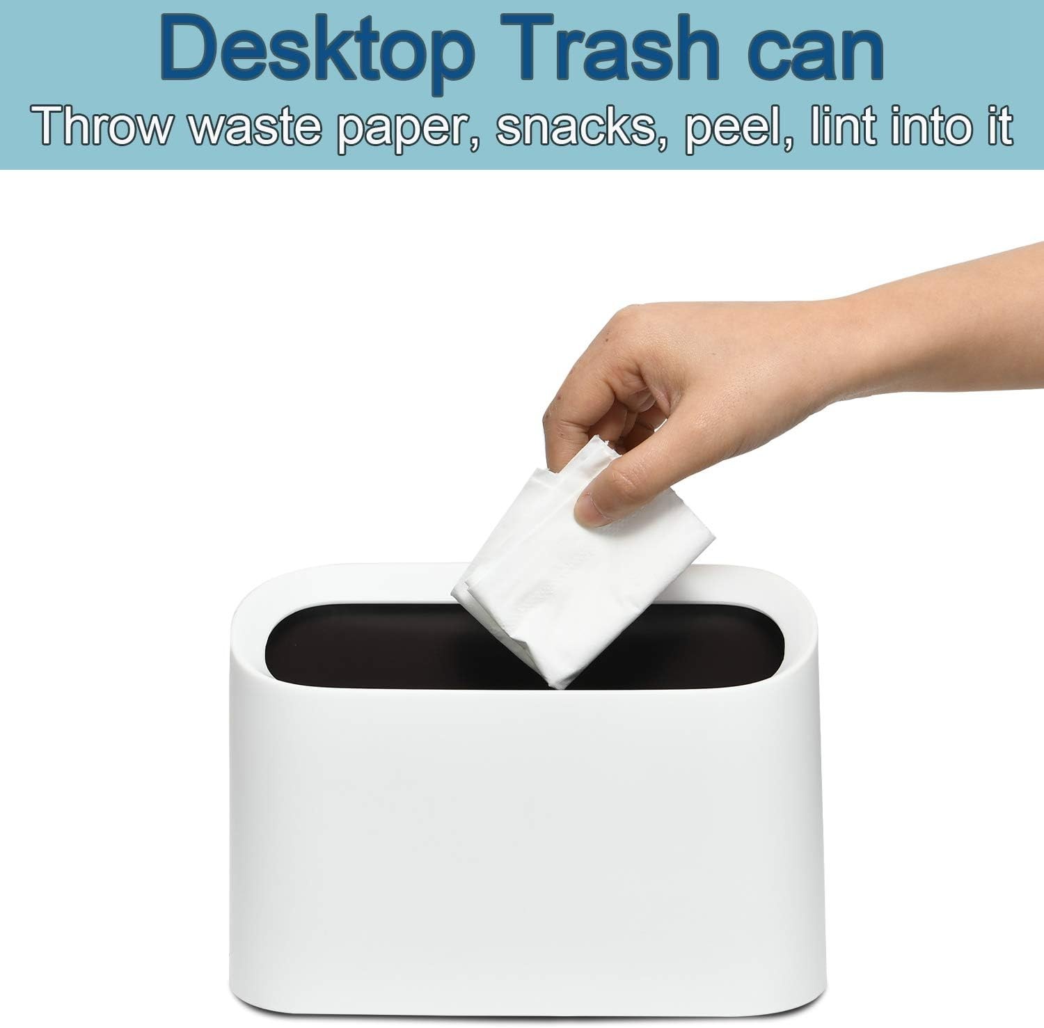 Mini Countertop Trash Can,Tiny Desktop Trash Can,White 0.4 Gal | Small Garbage