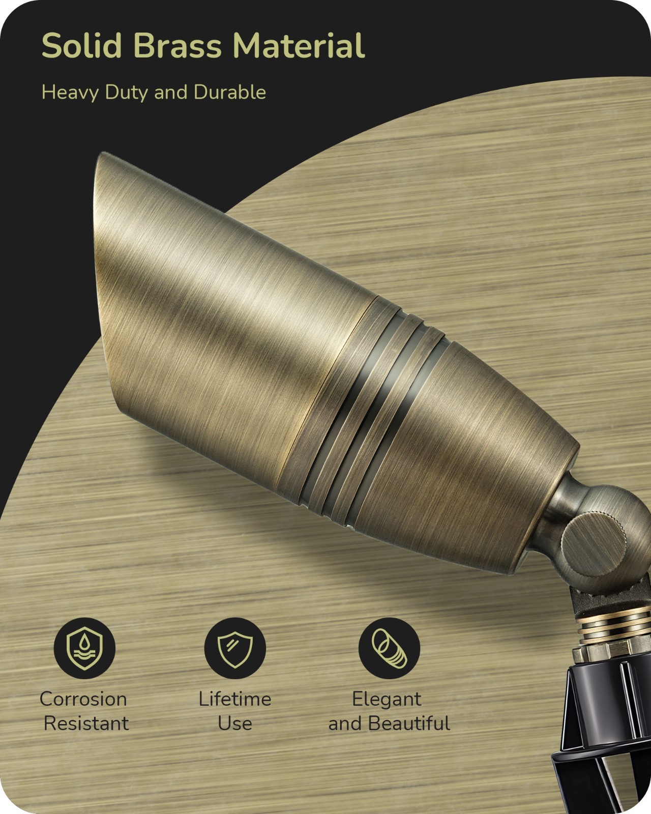 EDISHINE Solid Brass Landscape Spotlight Outdoor,12V Low Voltage LED