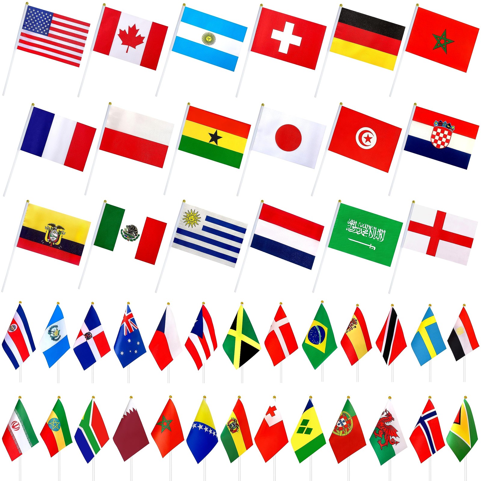 226 Different Countries International Stick Flag of the World Small Mini Hand He