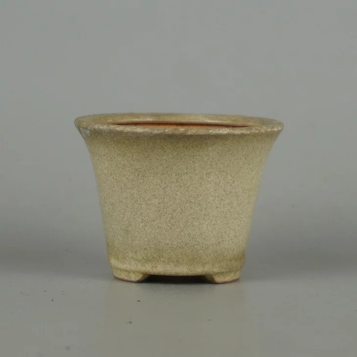 Used Bonsai Pot Kozan Small Round Glazed Rim Japan 6.2cm (2.4in)