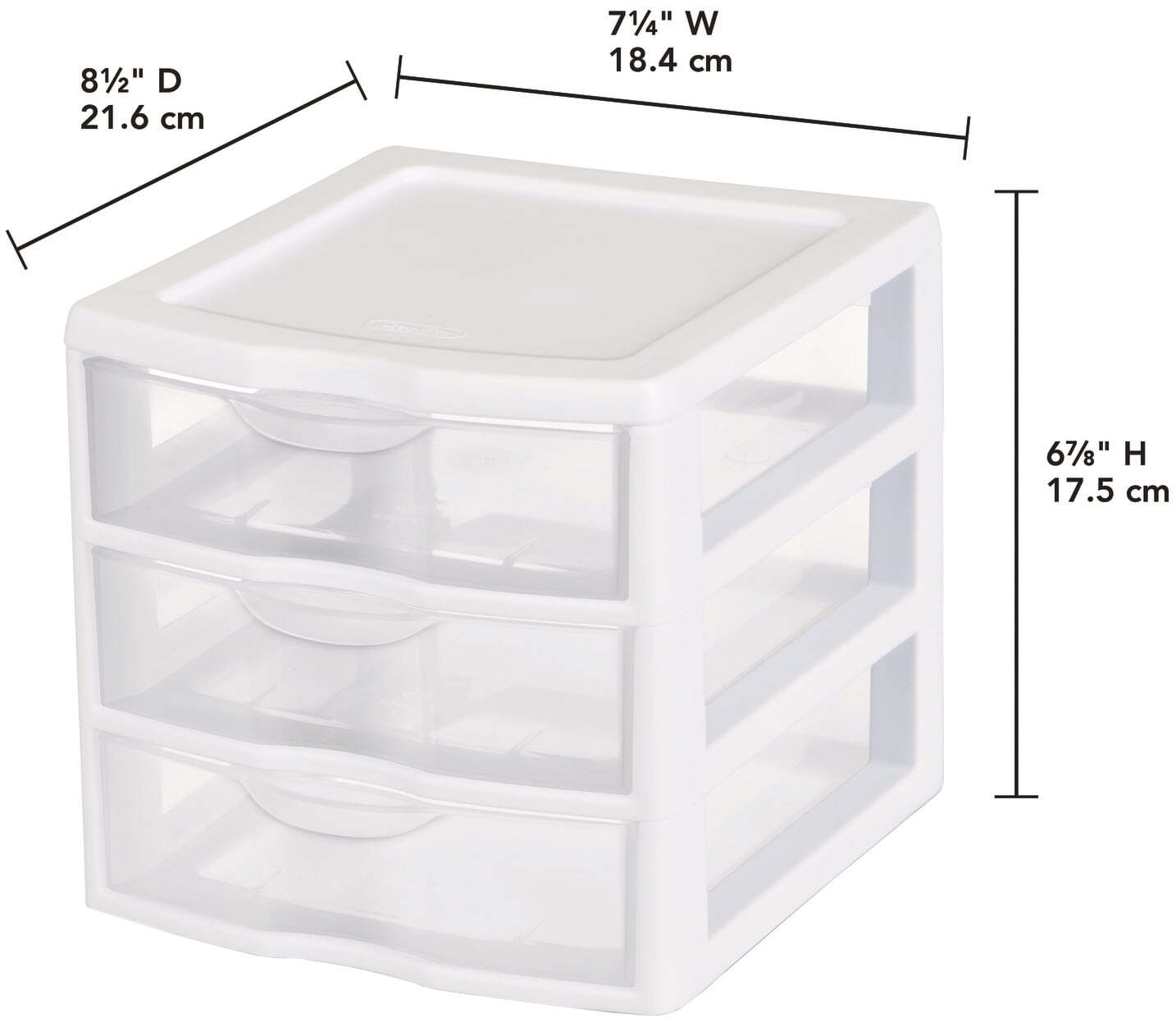 Small 3 Drawer Desktop Unit, Plastic, White