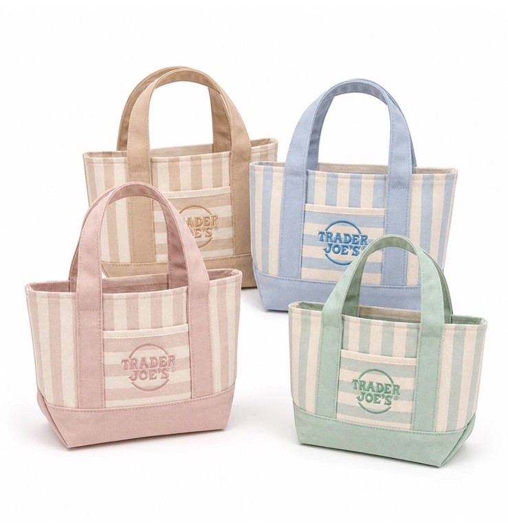 Trader Joe’s Striped Mini Canvas Tote Bags Spring 2026 Set of 4 Ships Free