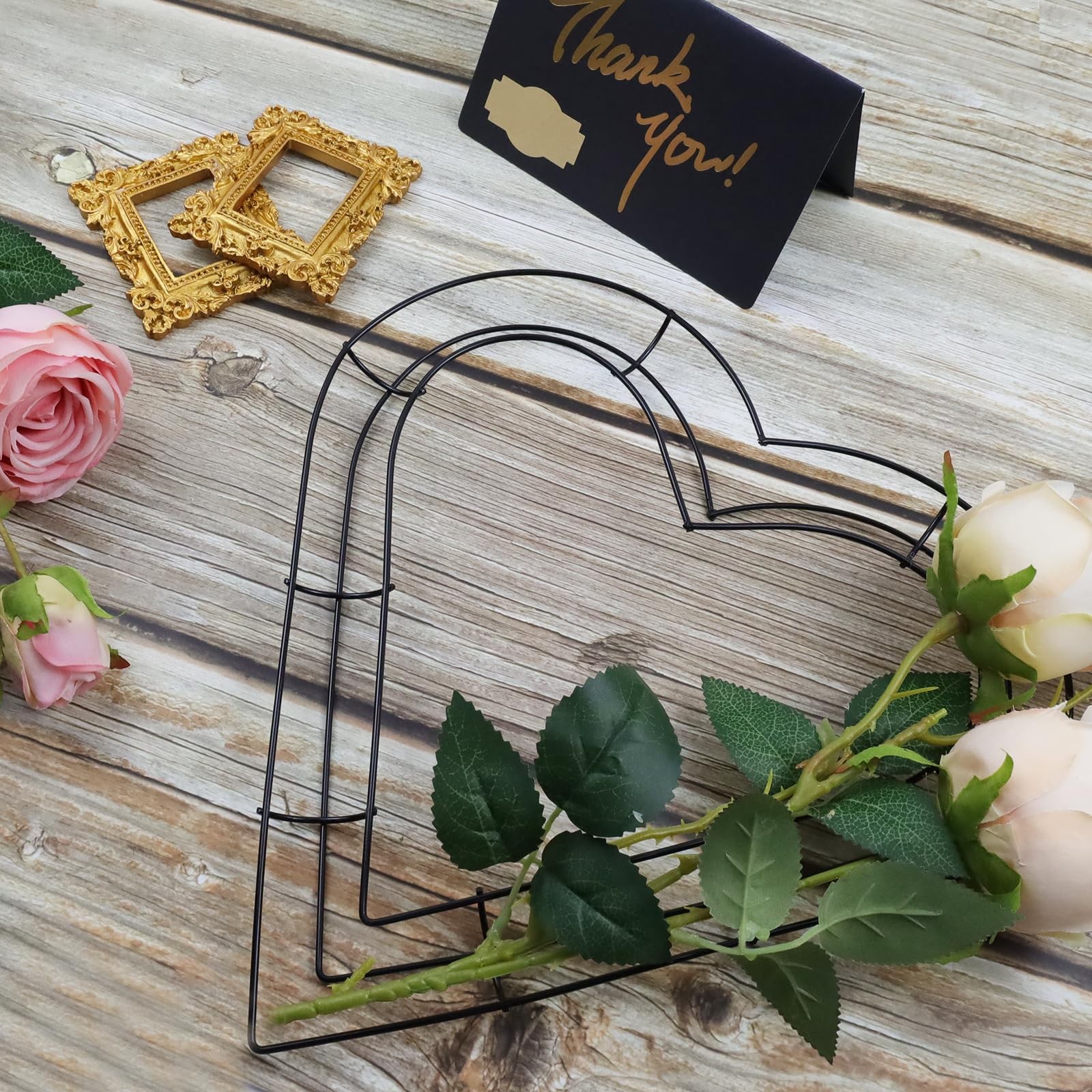 Heart Wire Wreath Making Rings 11.8 Inch/30cm Black Iron Wedding 4 PCS