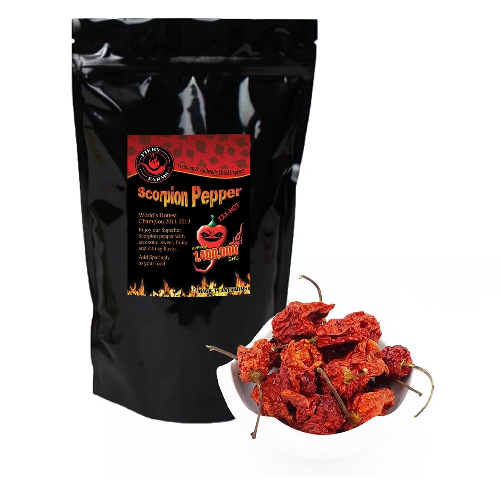 Red Scorpion Butch -T Pepper Dried Whole Pods by Magic Plant, 0.5 Oz,