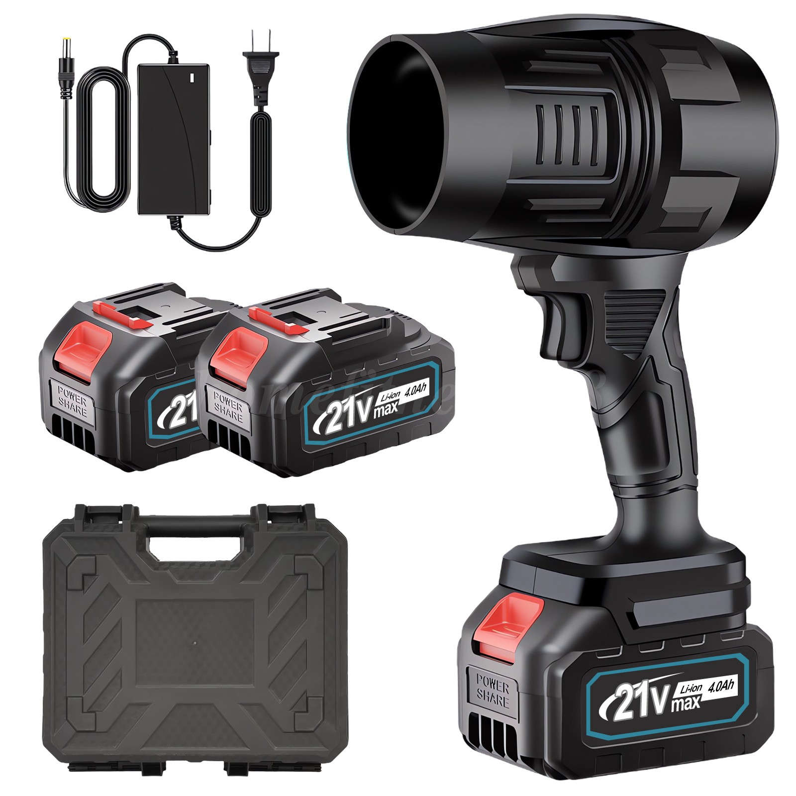 Lightweight Cordless Electric Leaf Blower Jet Fan 2× Batteries Cleaning Drying