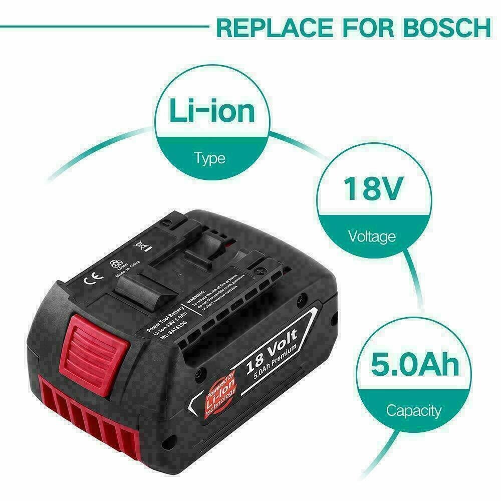 2X Replace Bosch BAT618 BAT609 BAT612 18V Volt Lithium-Ion 5.0Ah Battery BAT620