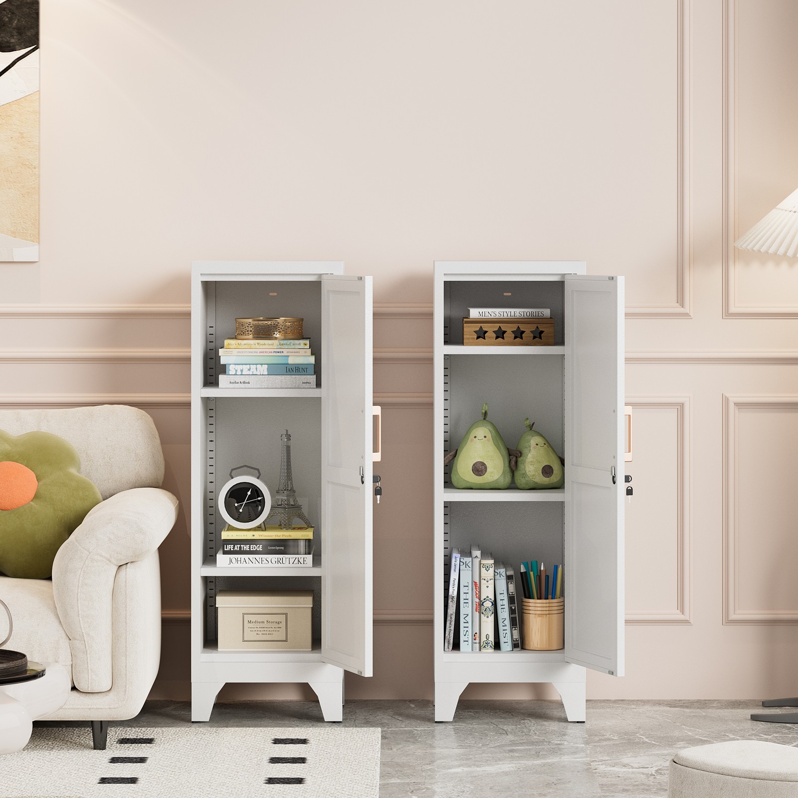Kitchen Pantry Storage Cabinet, Lockable Bathroom Storage Cabinet With Shelves