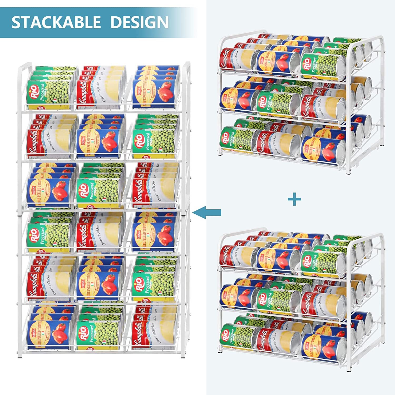 Stackable Can Rack Organizer Can Storage Dispenser Holds up to 72 Can for Pantry