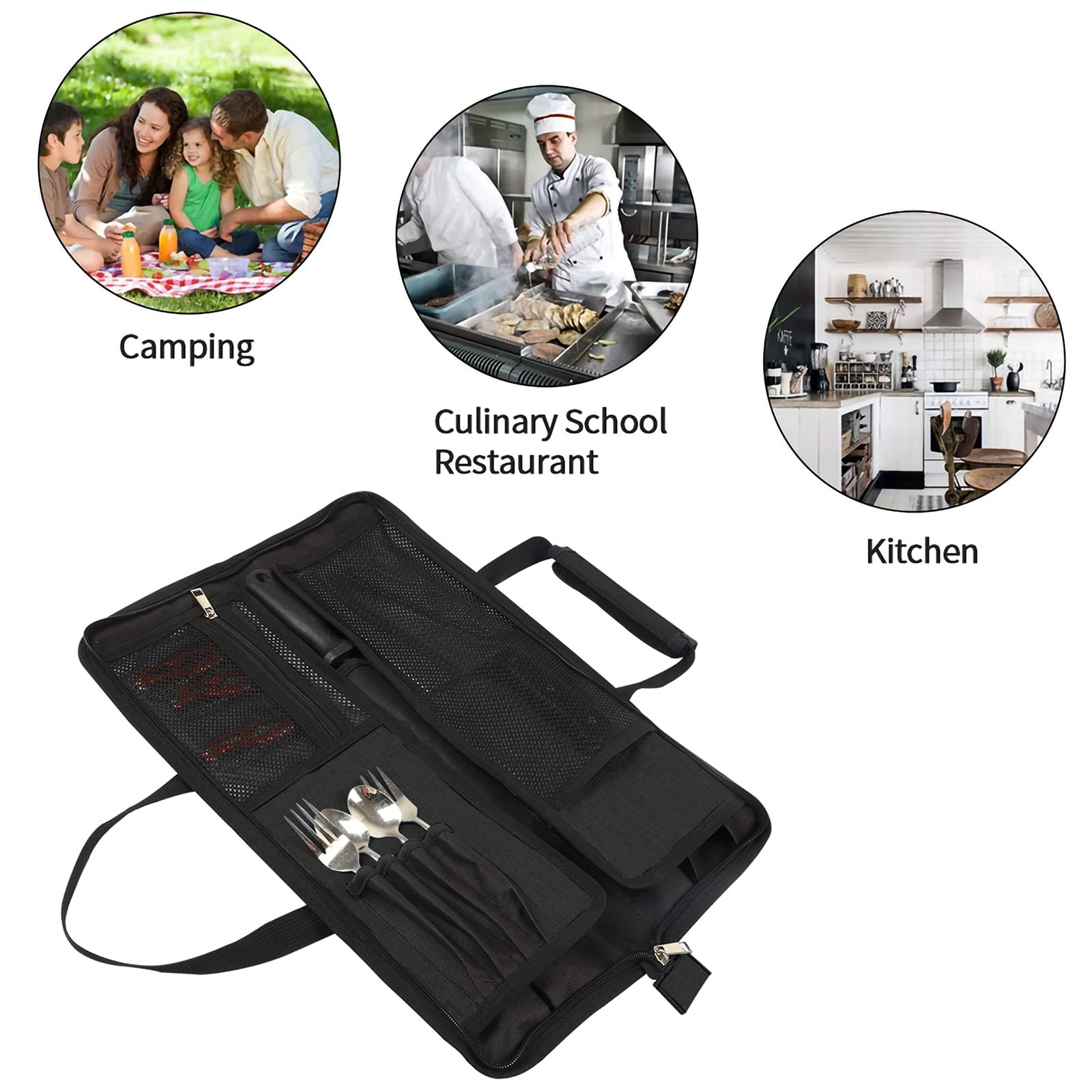 Chefs Knife Roll Bag Heavy Duty Oxford Chef Knife Bag Portable 13 Slots Chef Kn