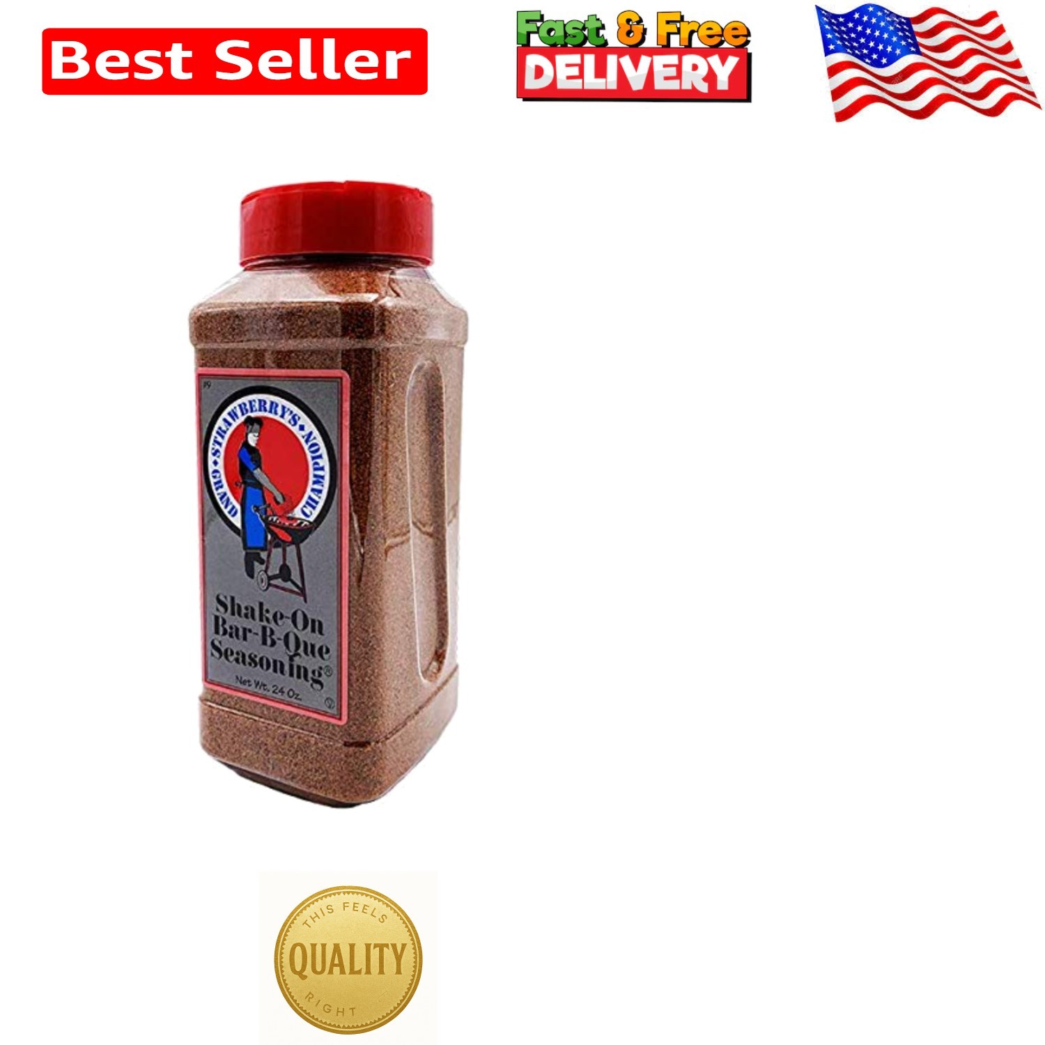 Flavorful 24 oz. Shake-On Bar-B-Que Seasoning for Pork, Poultry, Beef, Fish