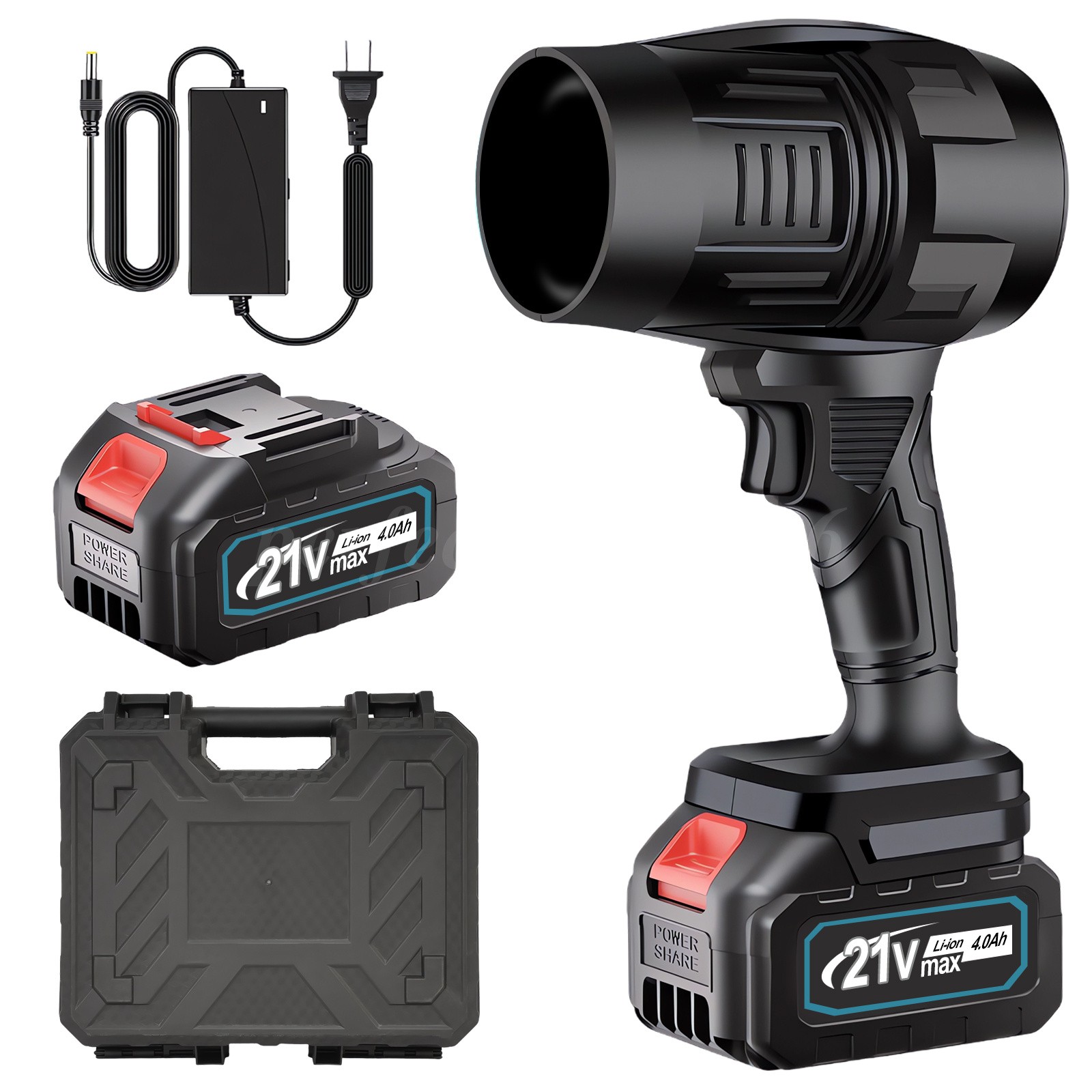 Cordless Leaf Blower 650CFM/180MPH & 2 Speed Levels Electric w/2 Batteries 4.0Ah