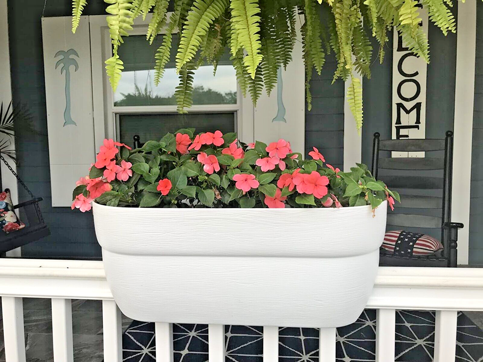 Bloomers Railing Planter with Drainage Holes â€” 24 Weatherproof Resin Planter