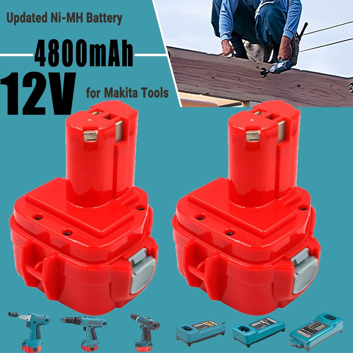 2X 4800MAH BATTERY FOR MAKITA 12V 1200 1220 6227D 6313D PA12 1234 1235 192681-5