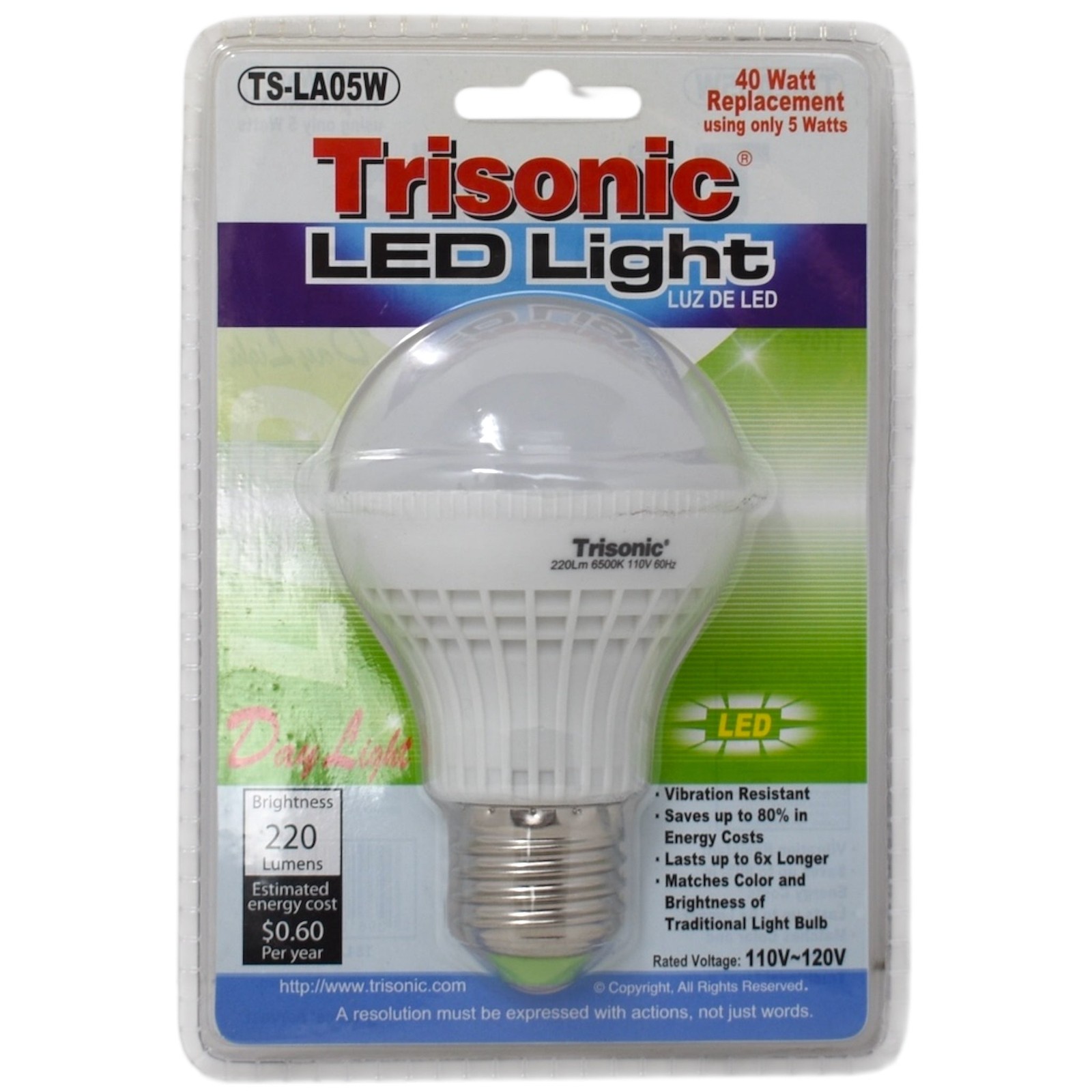 5 Watts (40w Equivalent) LED Light Bulb (Day Light) – 220 Lumens