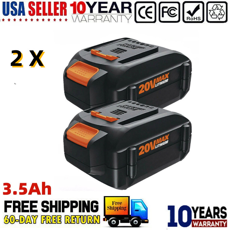 2 pack For WORX 20V MAX Extend Lithium-Ion Battery WA3525 WA3575 WA3520 3.5AH