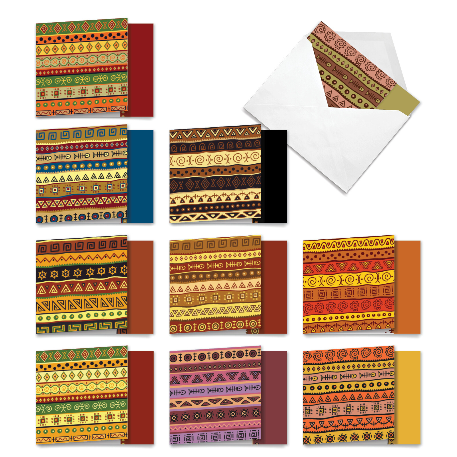 10 Blank All Occasion Cards Pack – African Motifs
