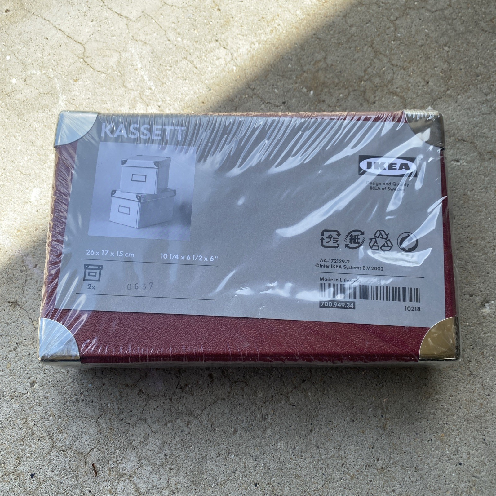 IKEA Kassett Red Burgundy Storage Box Set of 2 Media CD DVD Discontinued NEW