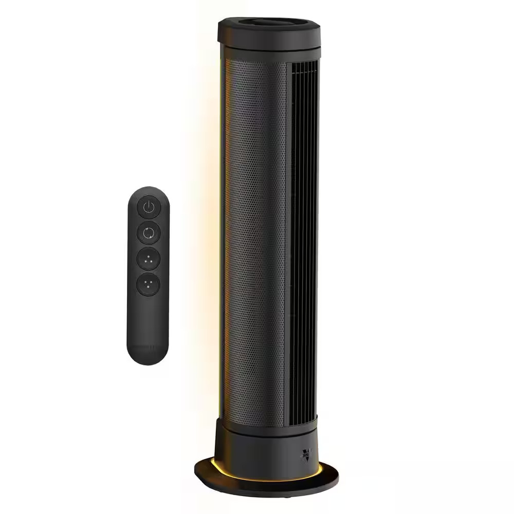 ARA 39 In. 5-Fan Speeds Tower Fan in Black with Ambient Lighting