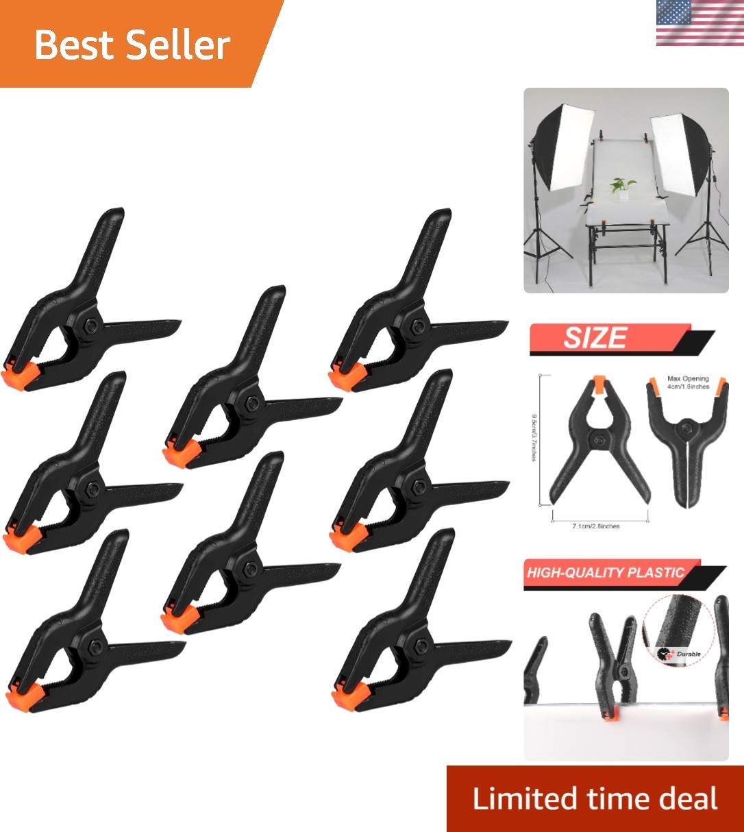 Durable 3.5 Inch Plastic Spring Clamps – 12 Pack for Woodworking & DIY Projects