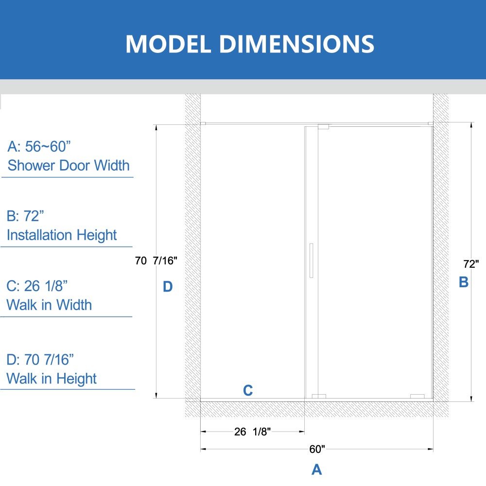 Semi Frameless Sliding Shower Door W 8mm Tempered Glass