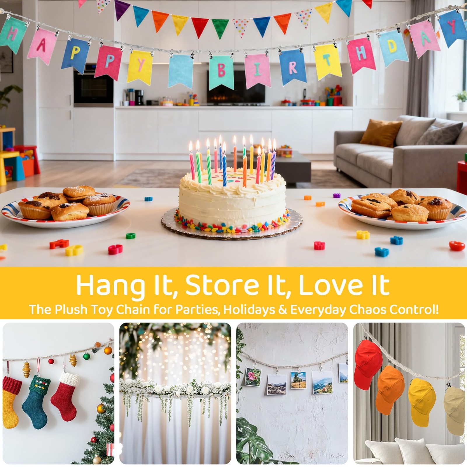 RAINFLOW 2PCS Hanging Stuffed Animals Storage Chain Stuffed Animal Chain Org…