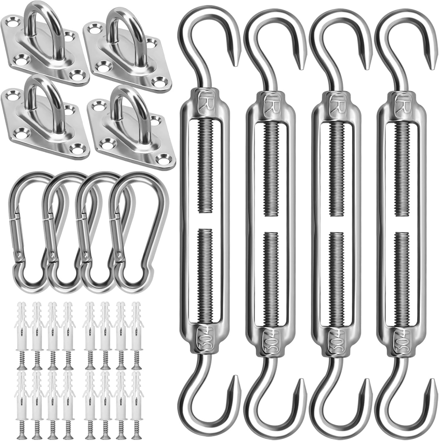 Sun Shade Sail Hardware Kit 6 Inch for Rectangle & Triangle Shade Sail Install,