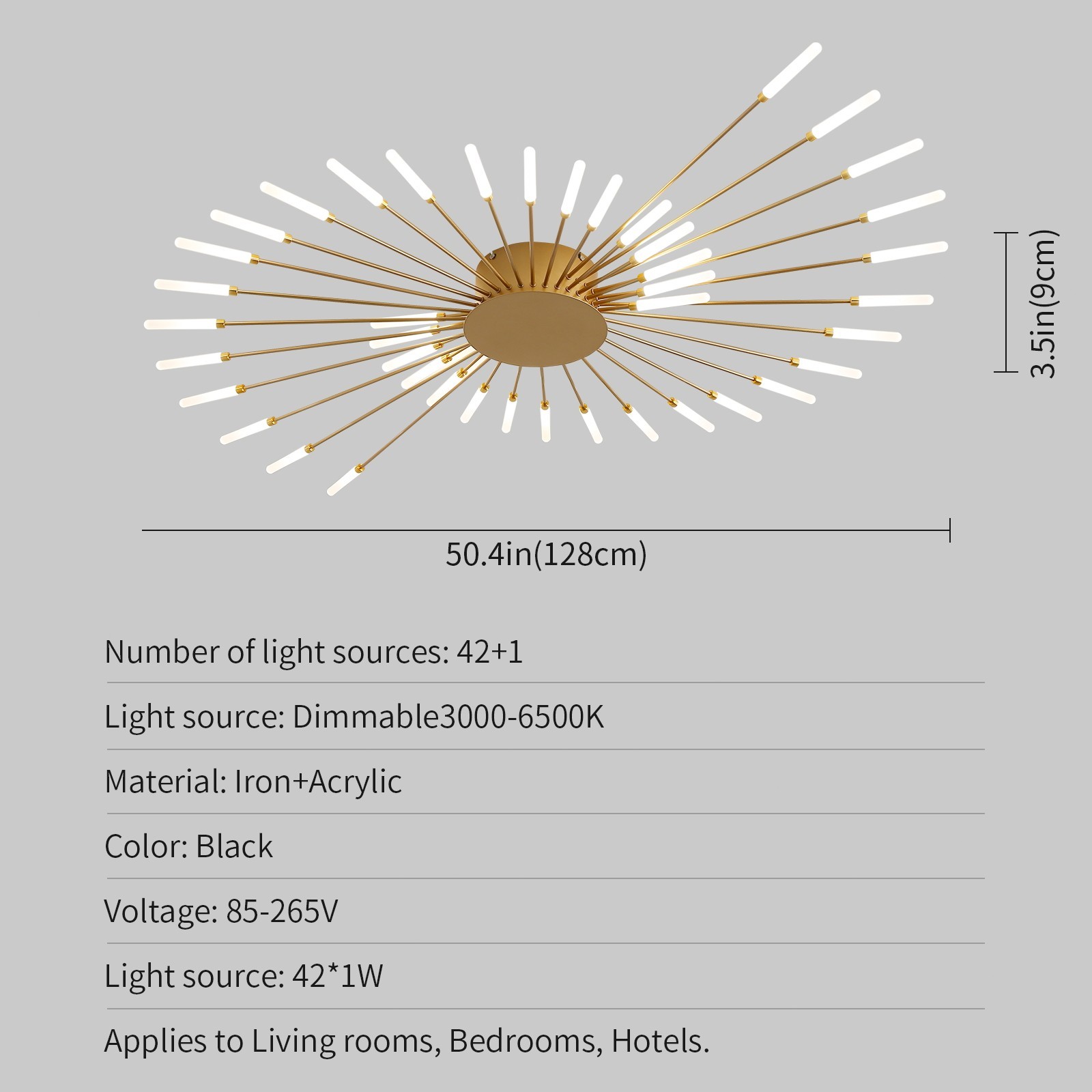 42-Light Fireworks Ceiling Light LED Flush Mount App Remote Dimmable Modern