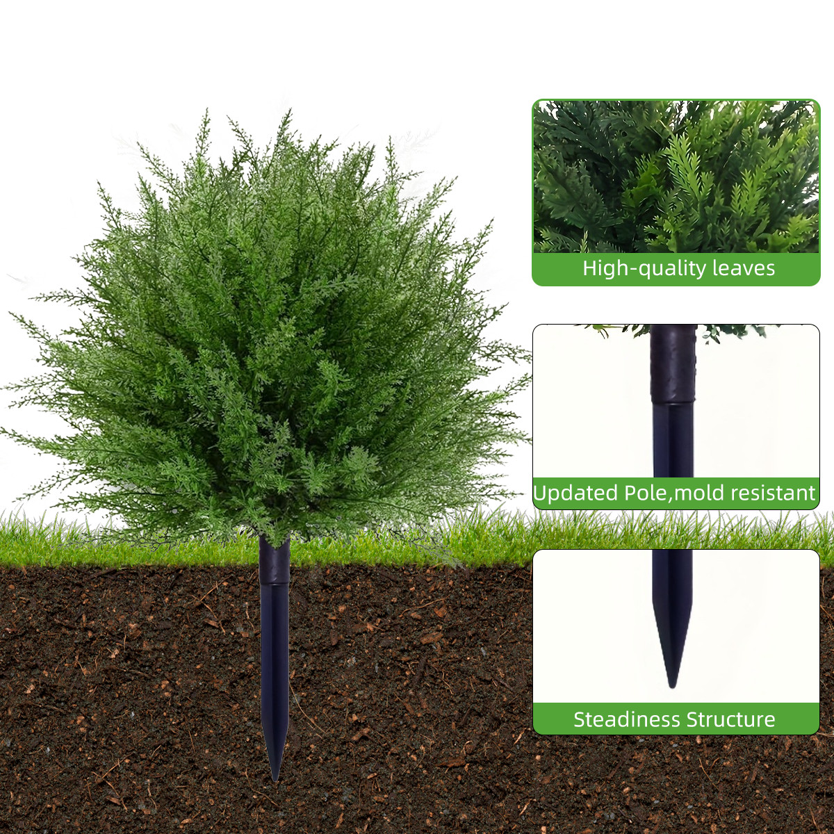 2Pcs 24″ Artificial Cedar Topiary Ball Trees Out/Indoor UV Resistant Faux Plants