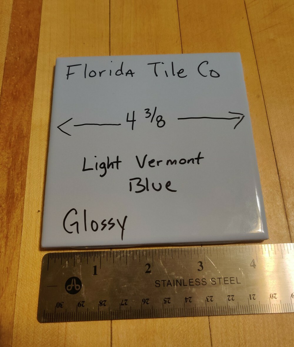 Lot of 5 Ceramic Tiles 4-3/8″ Light Vermont Blue by Florida Tile Co. (NOS)