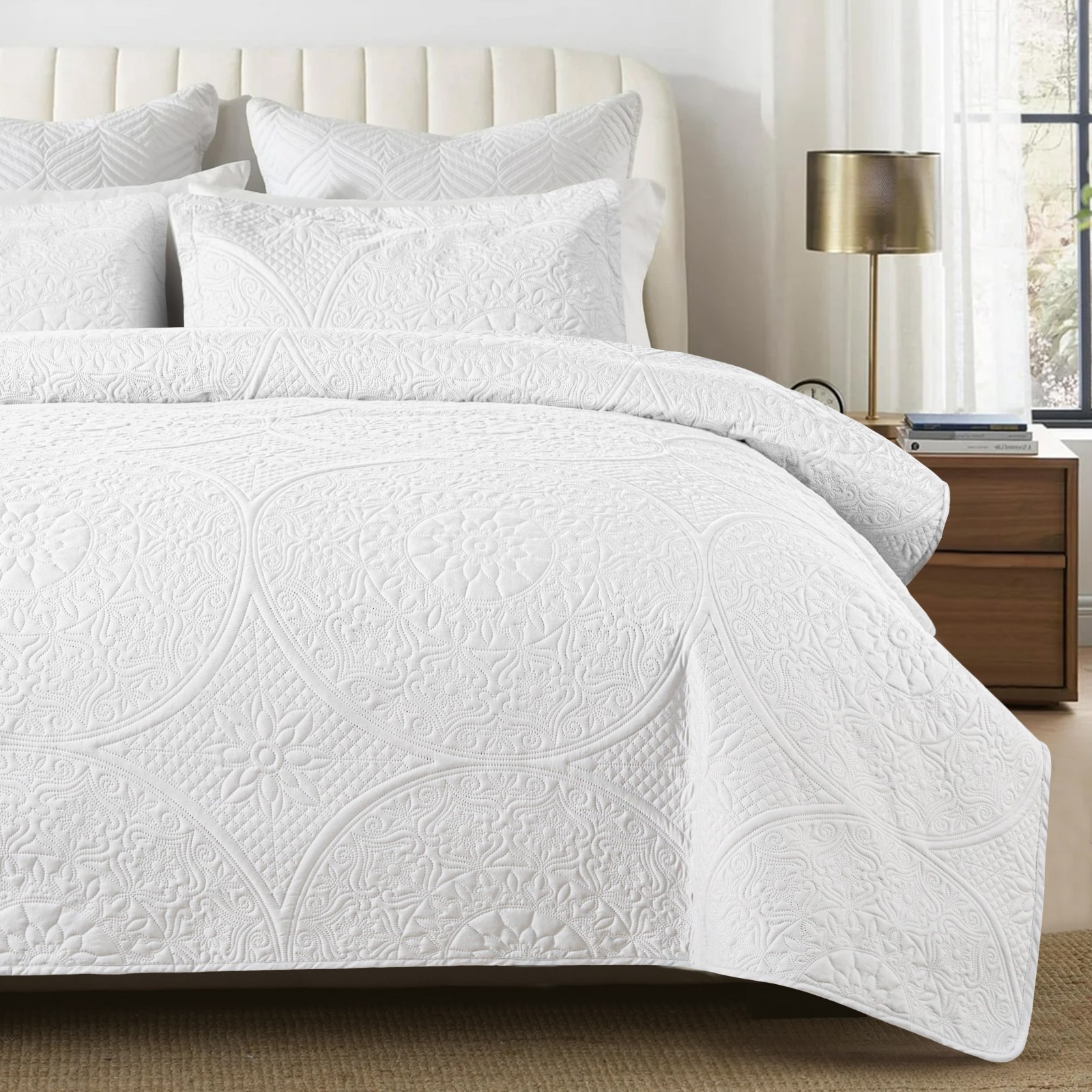 Luxury Bedspread Bedding Set 3 Piece Quilted Coverlet Bed Throw Queen King Size