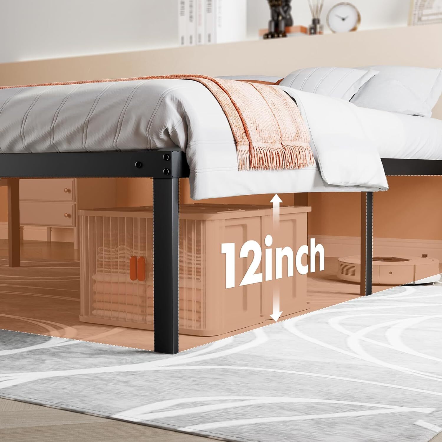 Metal Platform Bed Frame Queen King Full Size Sturdy Steel Slat Support Bedstead