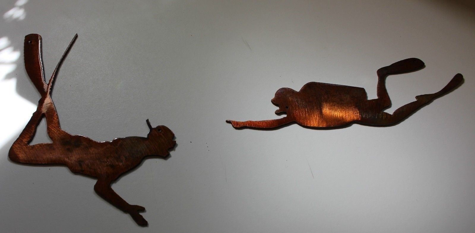 Scuba Diver Pair (2 Pieces) – Metal Wall Art – Copper Size Varies Per Piece