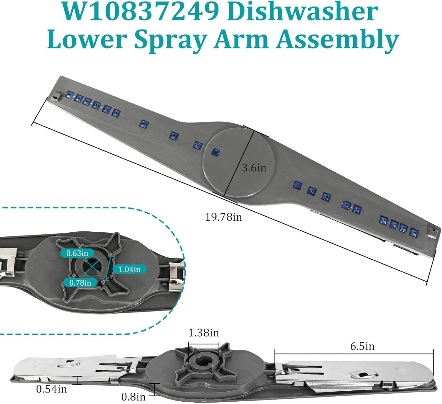 W10837249 W10629546 Dishwasher Lower Spray Arm – Fits for Whirlpool PS11727921 A