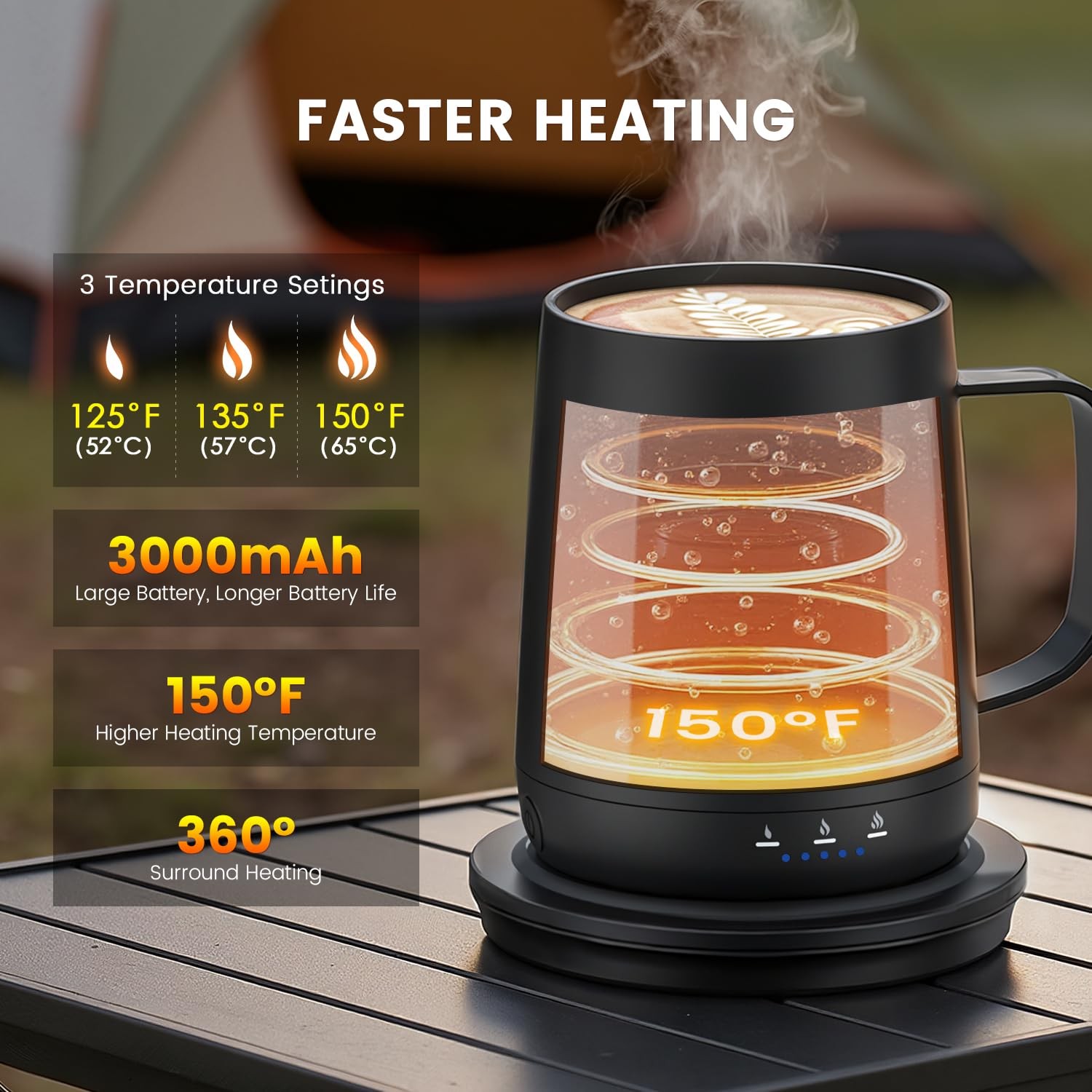 Smart Self Heating Coffee Mug,14oz Temperature Control Coffee Mug,Hot up to 1…