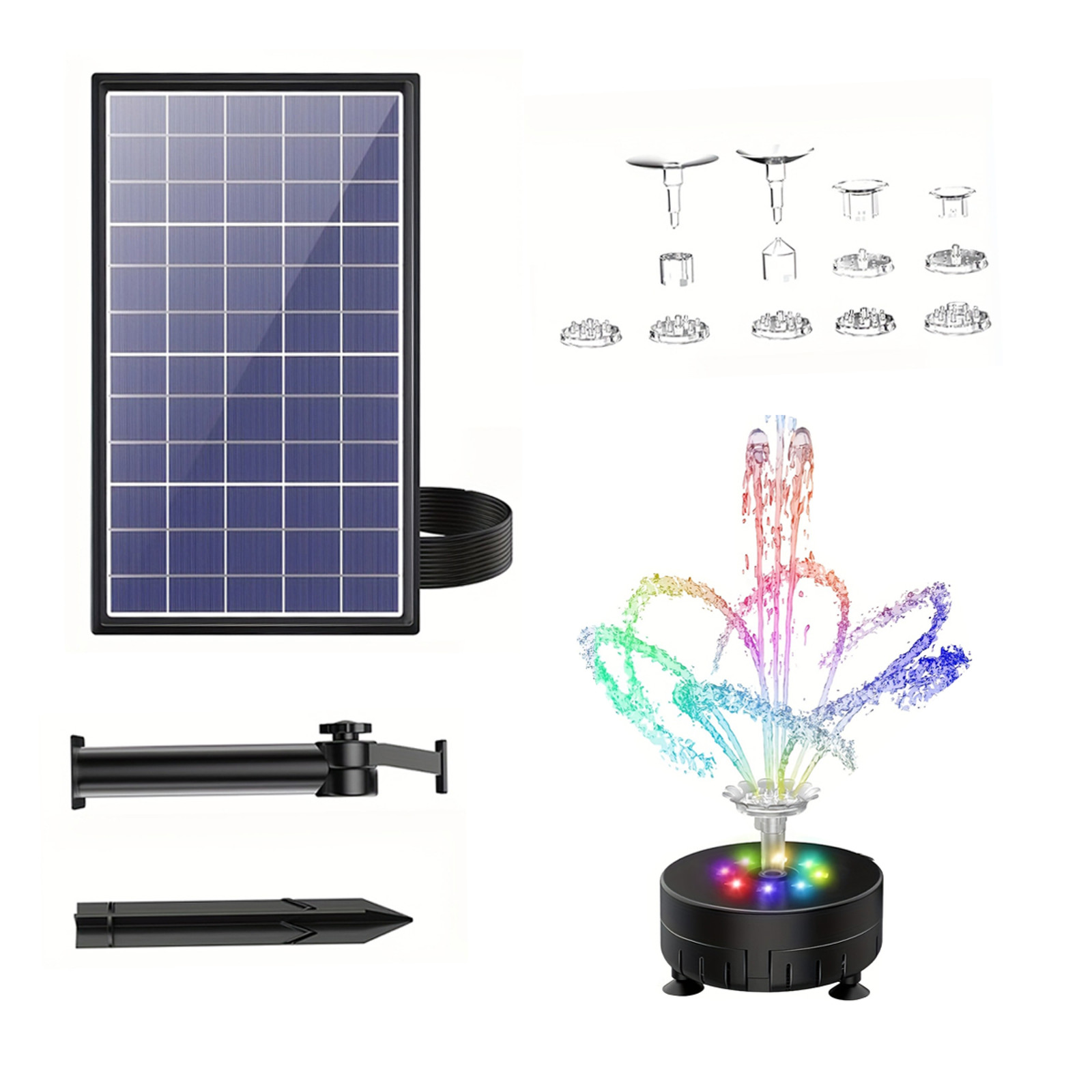 Solar Fountain Pump With Battery Backup 3000mAh,10W Rechargeable Solar Fountain