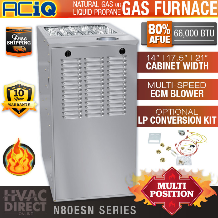 66,000 BTU 80% AFUE 1 Stage Natural Gas or Propane LP Furnace, Multi-Positional
