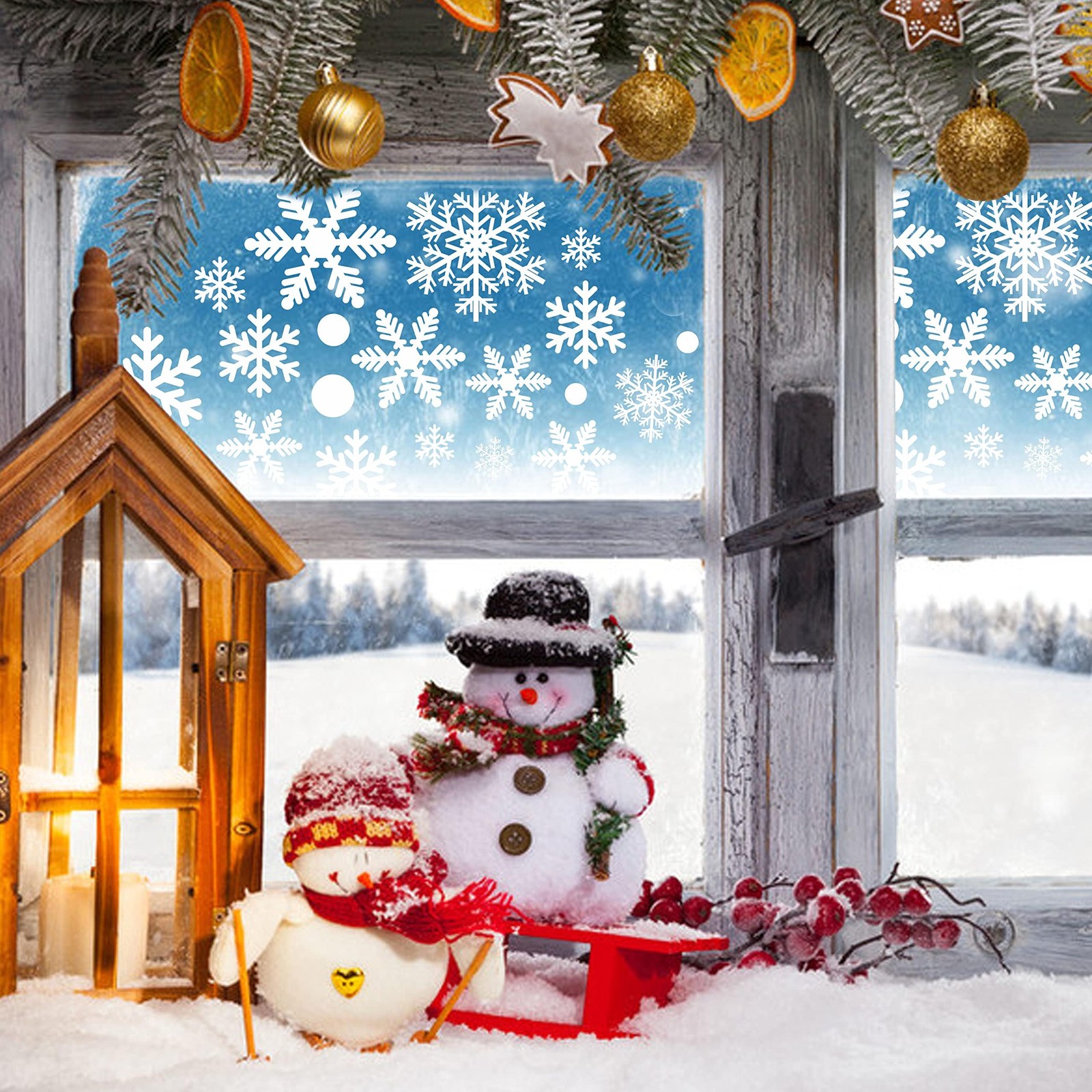 321pcs Christmas Window Decals – 9 Sheets of Snowflakes, Winter & Holiday Des…