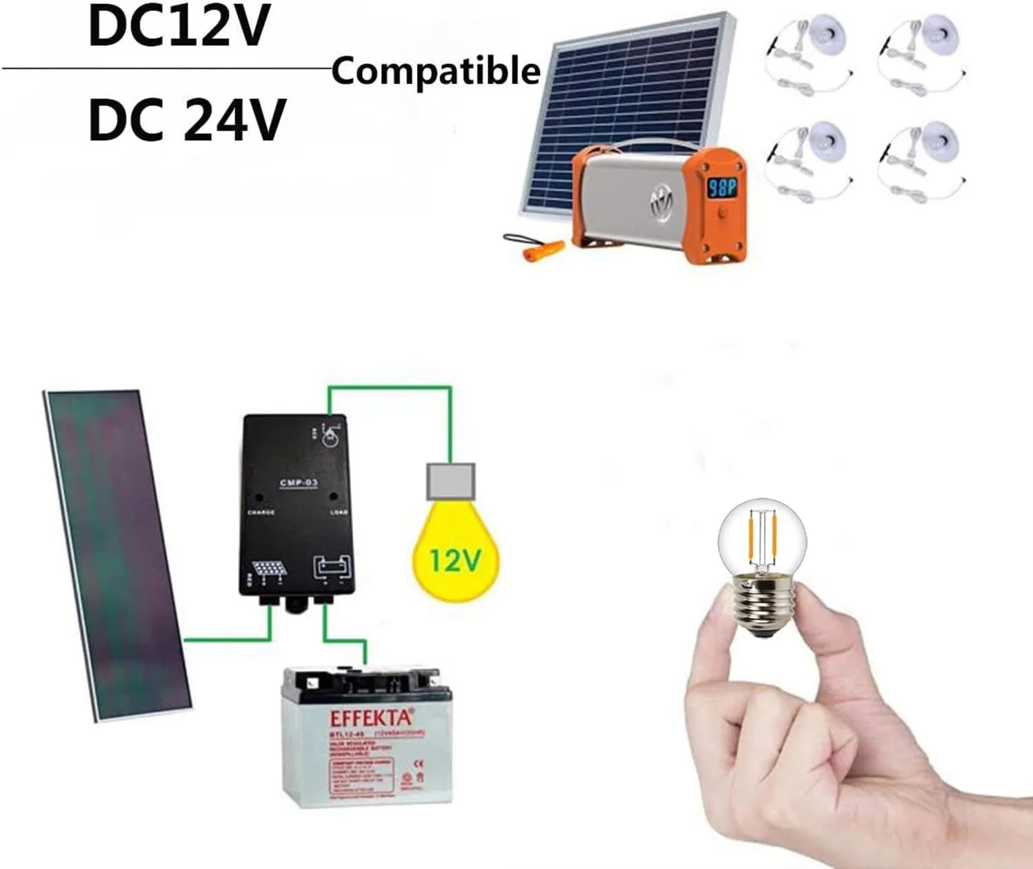 12 Volt Low Voltage LED Light Bulbs – Soft Warm 2700K 1W (Only for 12V -24V DC/A