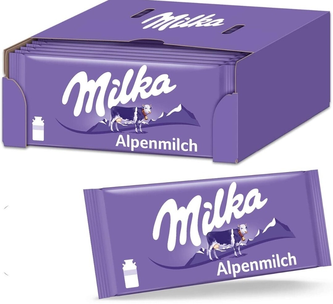 MILKA Alpine milk chocolate x 24 Bars 100g—Free Shipping—