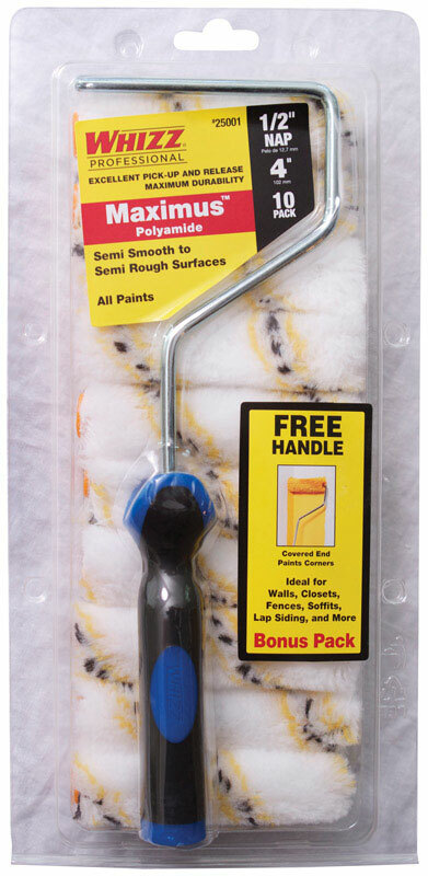 Whizz MAXIMUS 4″ Mini Paint ROLLER COVER 10 pk Polyamide FREE HANDLE 25001F NEW!