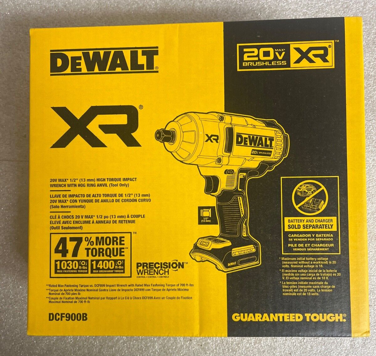 NEW DeWalt 20v Max XR 1/2″ High Torque Impact Wrench Hog Ring Anvil DCF900B