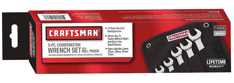 Craftsman 5pc Combination Wrench Set with Roll Pouch SAE or Metric 12 Point New