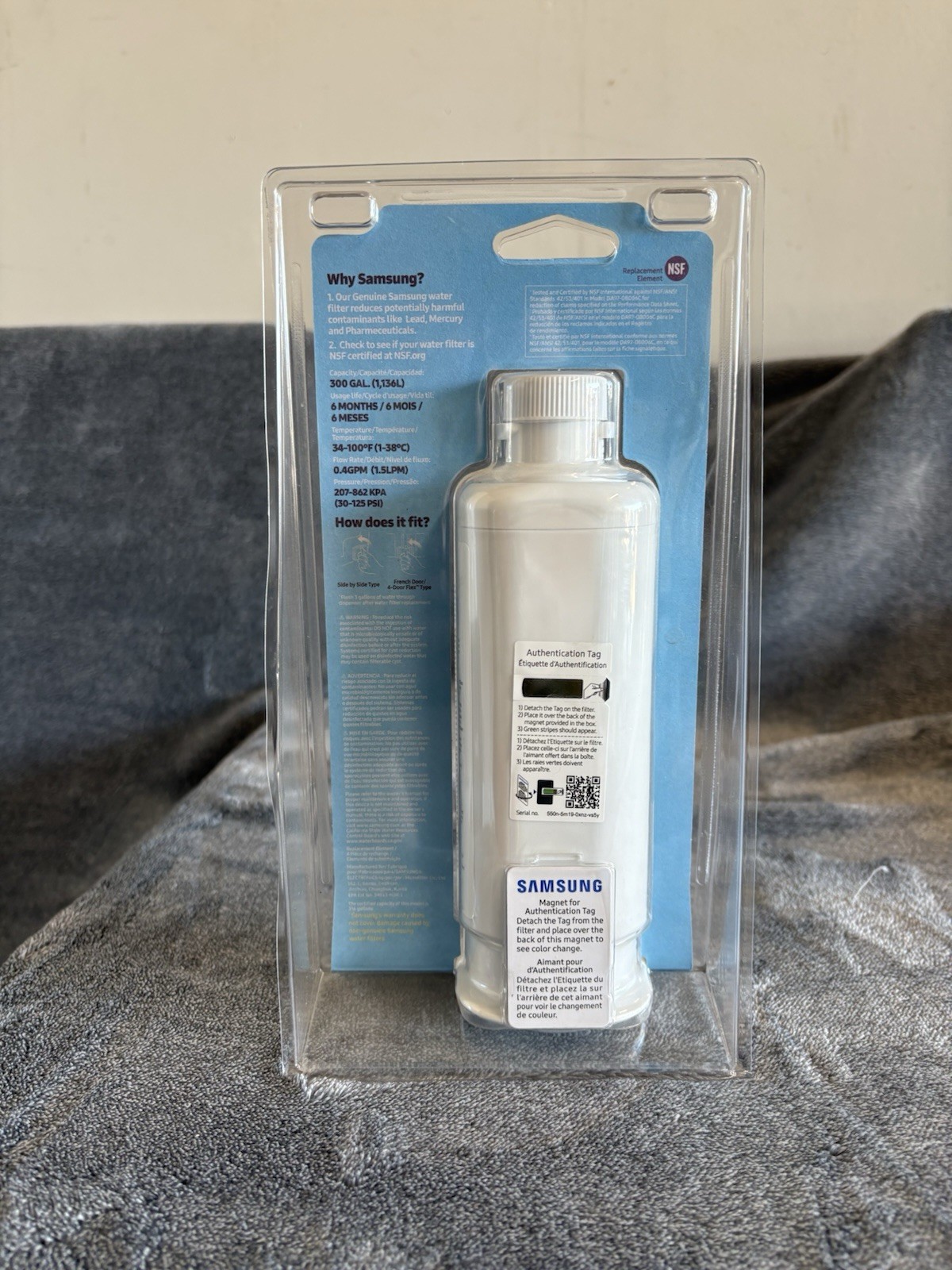 Samsung Refrigerator Water Filter 300 Gal NSF Rated White Plastic Replacement