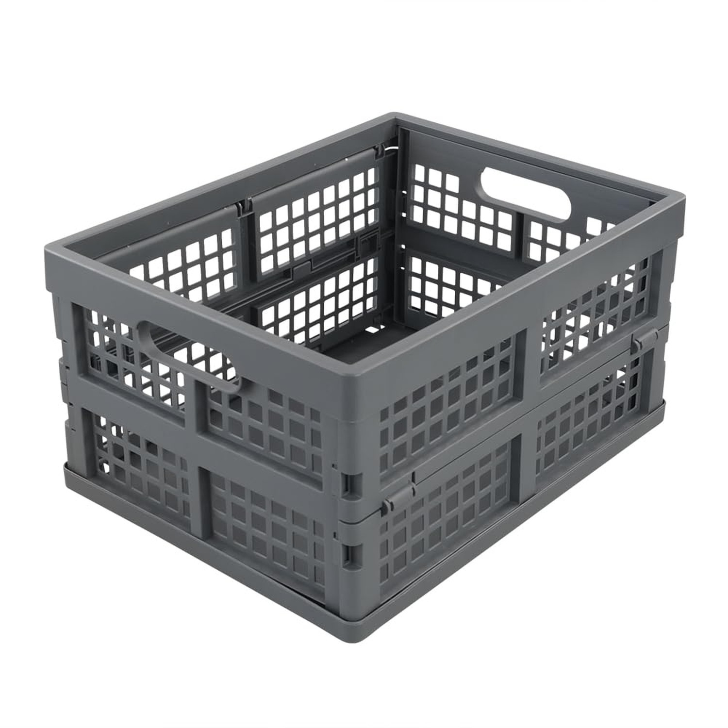 Ramddy 1 Pack 16 Quart Plastic Folding Collapsible Storage Crate, Grey | Stor…